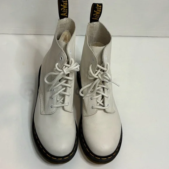 Dr. Martens White Virginia Leather 1460 Pascal Lace Up Combat Boots 8 - Picture 2 of 11